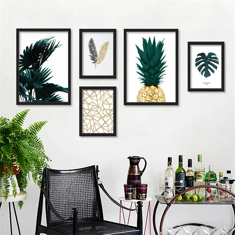 

Nordic Decoration Pineapple Painting Wall Posters Gold Cuadros Decoracion Posters And Prints Wall Art Canvas Painting Unframed