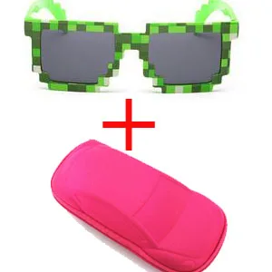 DesolDelos винтажные квадратные новые мозаичные солнцезащитные очки унисекс солнцезащитные очки модные очки с футляром детский подарок - Цвет линз: green and rored case