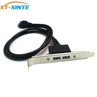 

19Pin Female Header to Dual USB3.0 A USB 2 Port Splitter Cable 50cm w Screw PCIe Profile Bracket for DIY Motherboard Front Panel