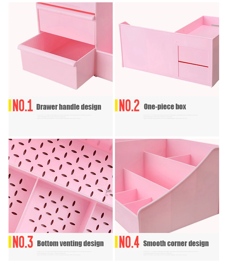 MICCK Настольный Одноцветный ящик для хранения косметики большой туалетный столик канцелярский Органайзер Чехол Органайзер для домашнего макияжа