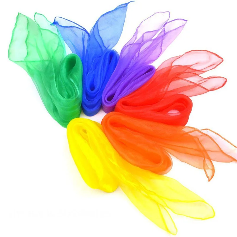 

Candy Colors Faux Silk Scarf 60 x 60 Square Rainbow Dance Scarves Magic Bufanda Mujer