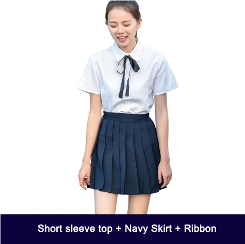 2 предмета, Высококачественная школьная форма для японской средней школы для девочек, японские корейские Топы+ юбка+ галстук, школьная одежда, униформа, черно-белый костюм Юнга, C30153AD - Цвет: 6