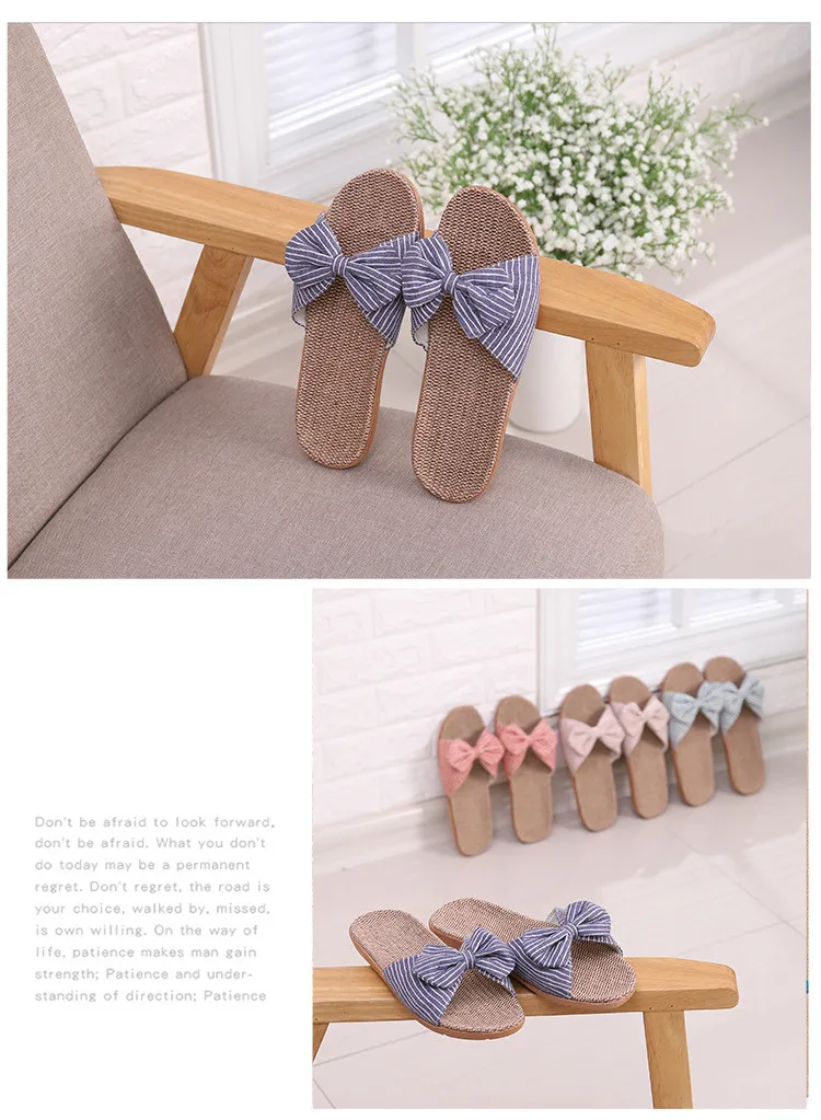 Suihyung/Женские Летние Повседневные Удобные льняные шлепанцы; льняные сланцы в полоску с бантом; сандалии на платформе; женская домашняя обувь