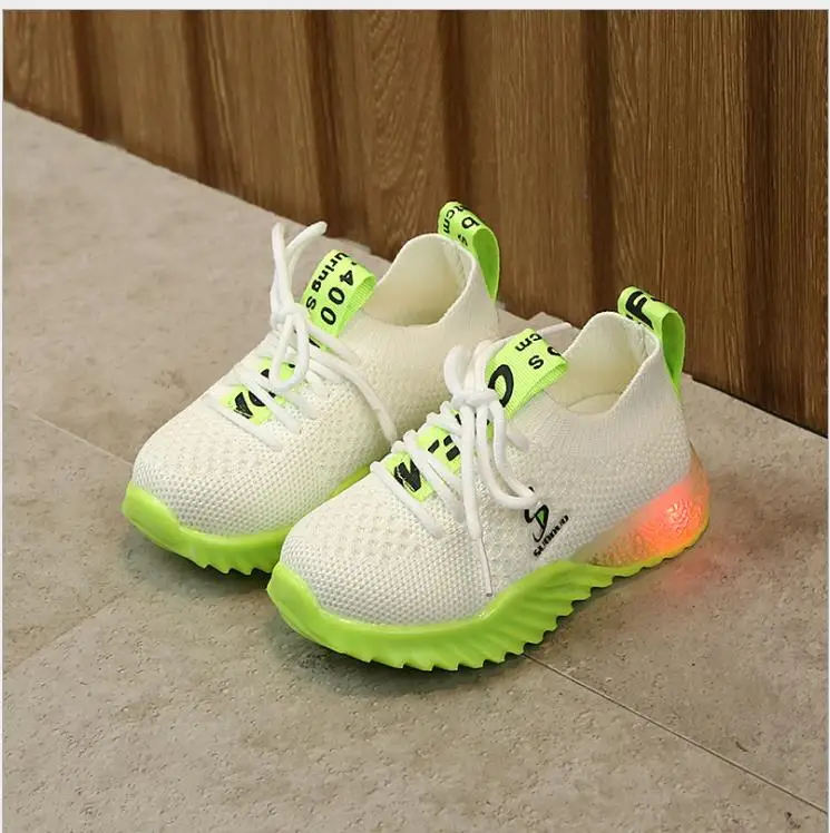 

spring&autumn breathable mesh Led shoes luminous soft casual sports shoes for boys&gilrs fashion anti-slip flash running shoes