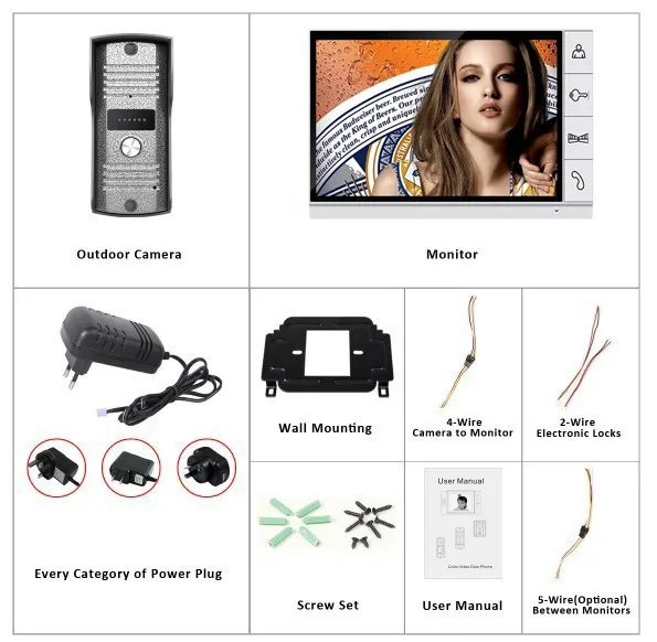 Новый большой экран 9 дюймов Monito видео домофон система видео дверной звонок сплав камера видео дверной звонок комплект для домофона