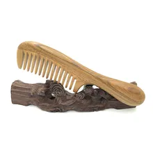 Зеленый сандаловое дерево утолщенные деревянные расчески для волос широкая зубная щетка для волос 18,5*4,5*1,0 см, плотность зуба 0,3 см