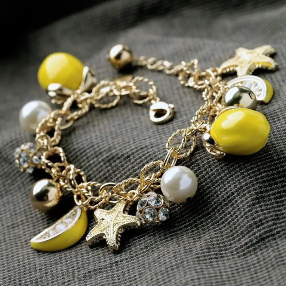 Новое поступление, подвеска в виде морской звезды, лимонный фрукт, OL стильный браслет, корейские модные женские браслеты и браслеты