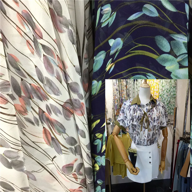 

2018 new branches long printed chiffon fabrics holiday dress strapless dress cloth sling materials