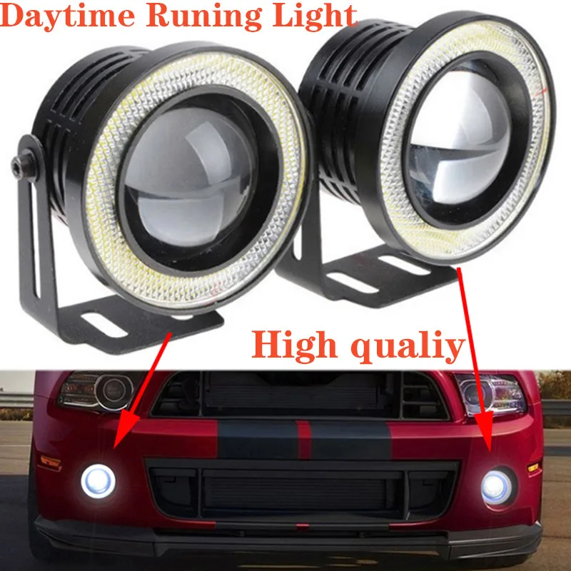 

High Power COB LED Fog Light 2.5" 3.0" 3.5" Projector White Angel Eye Halo Ring DRL Driving Xenon White Lamp LED Angel Eye