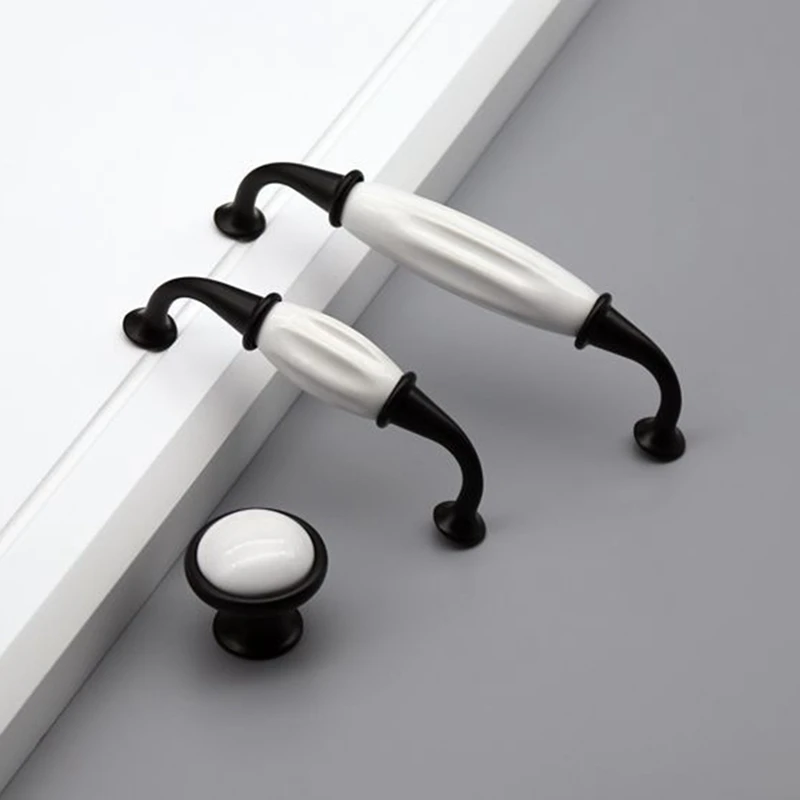 White Ceramic Door Handles European Antique Furniture Handles