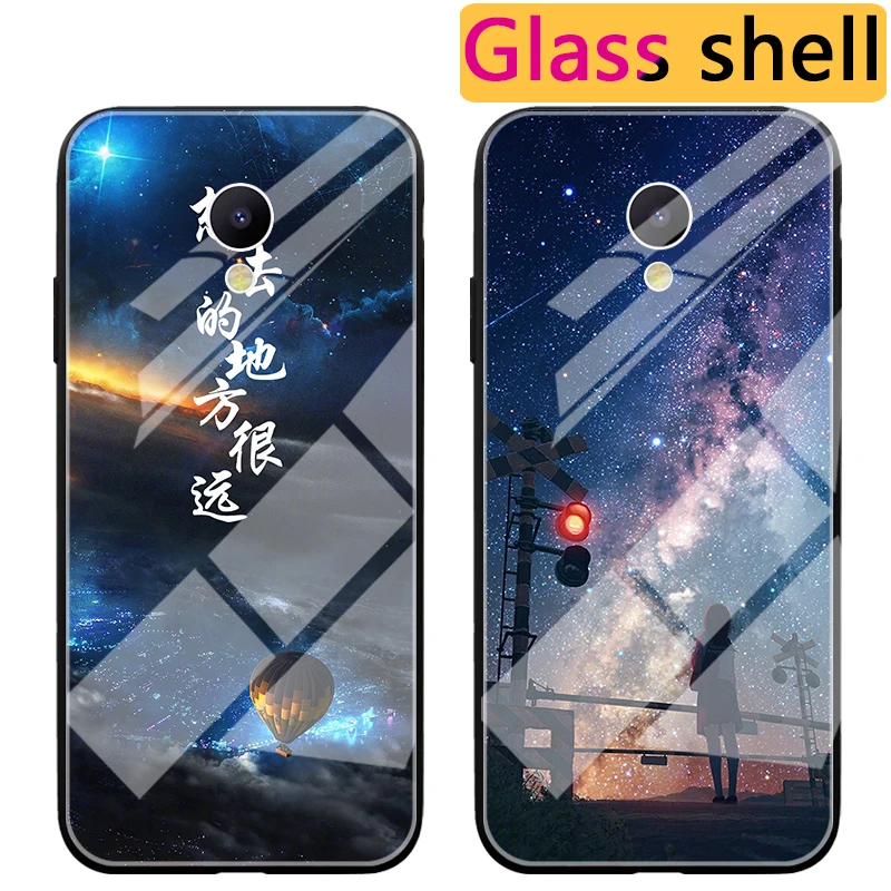 

Love Space Silicone Cover For Meizu V8 15 / 16 / 16th Plus Cherry Blossom Girl Glass Cases For Meizu M6s mblu S6