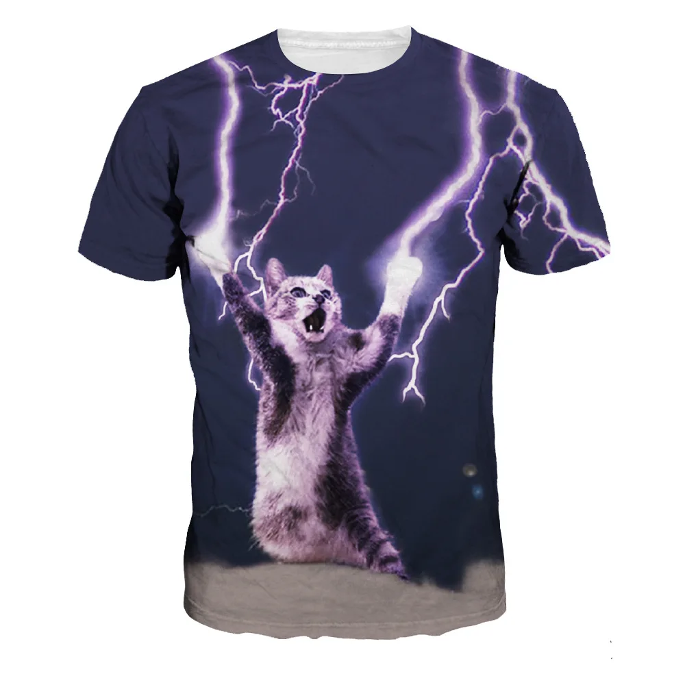 new fashion summer t shirt women lightning cat printed 3d t shirts