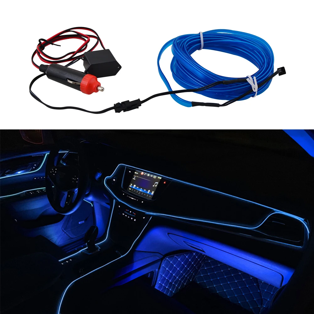

Blue 5M DC 12V Universal LED Car Auto Interior Decorative Atmosphere Wire Strip Light Lamp