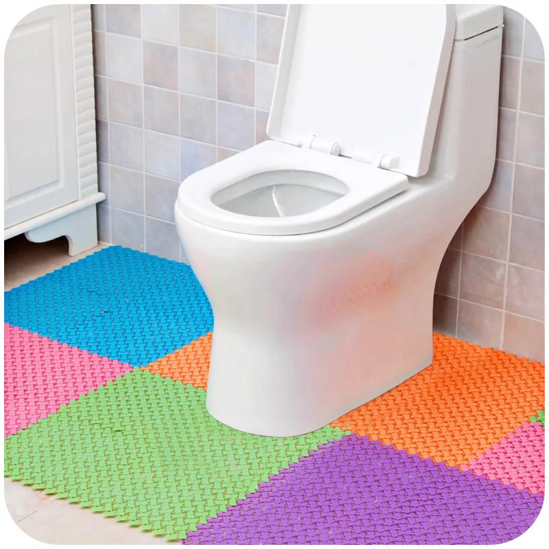

Bath Mat Free Stitchi Toilet Shower Mat Can Be Cut Massage Anti-slip Mat Candy Colors Bathroom Mat Tapis De Bain 24x24cm
