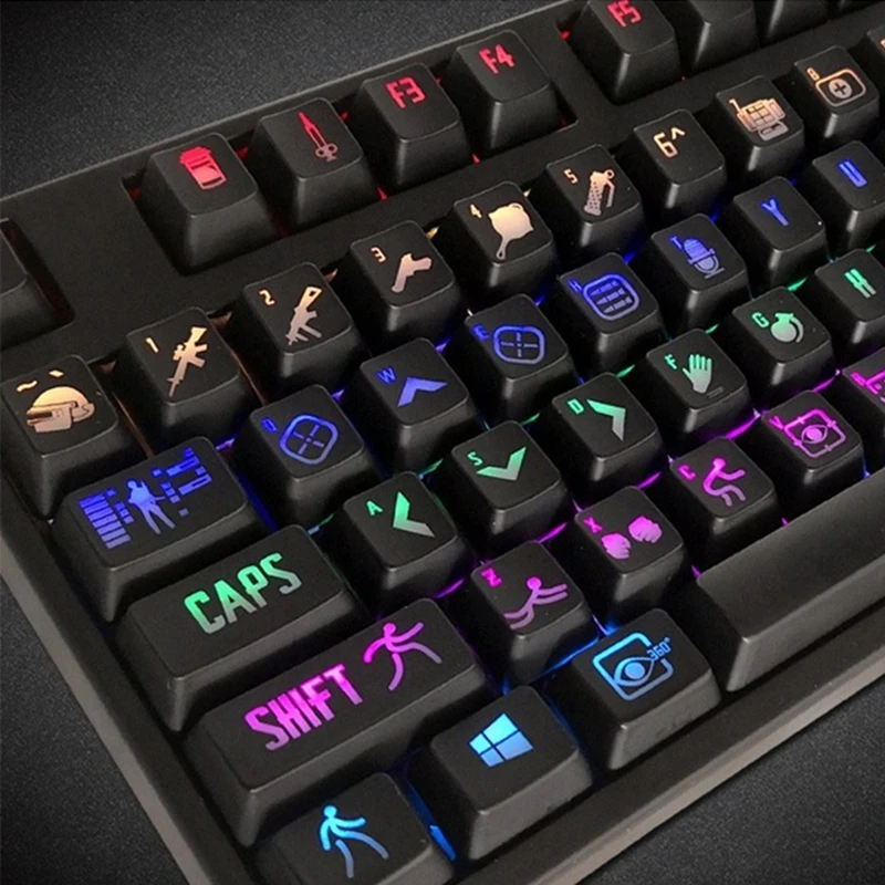 

108 keys/set Personality Translucent Mechanical Keyboard Key Cap Exclusive For PUBG ABS Black Laser keycaps free shipping