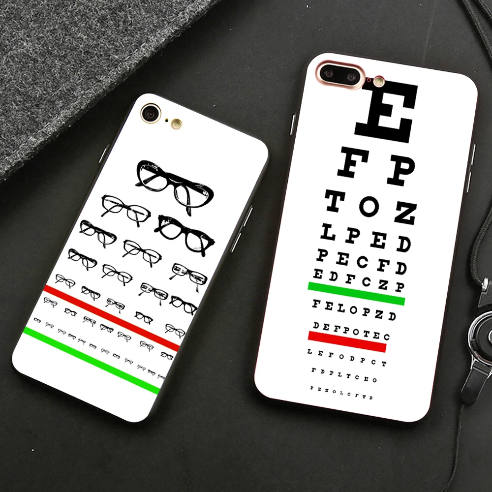

Vision Test Chart Fashion phone case black soft cover for Samsung s8 s9plus S6 S7Edge S5 for iPhone 6 6s 7 8plus 5 X XS XR XSMax