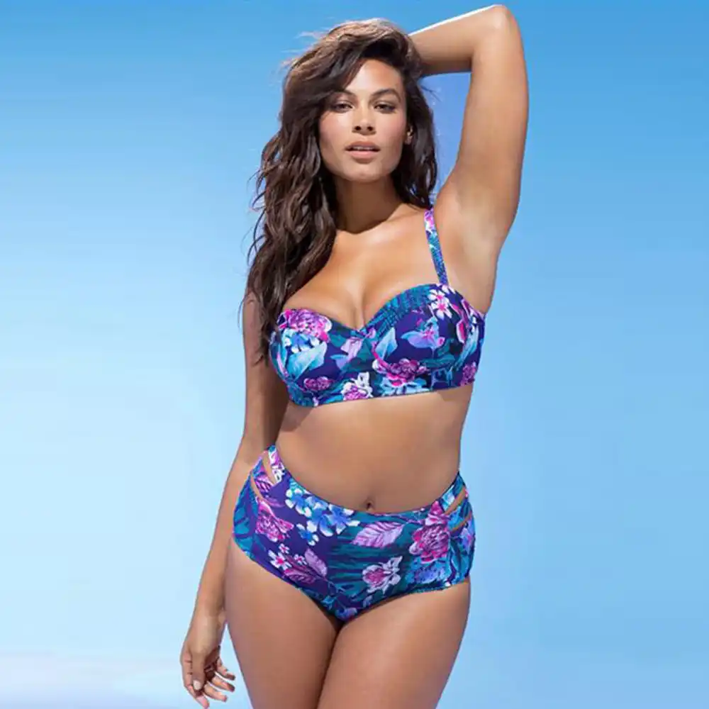 plus size blue bikini