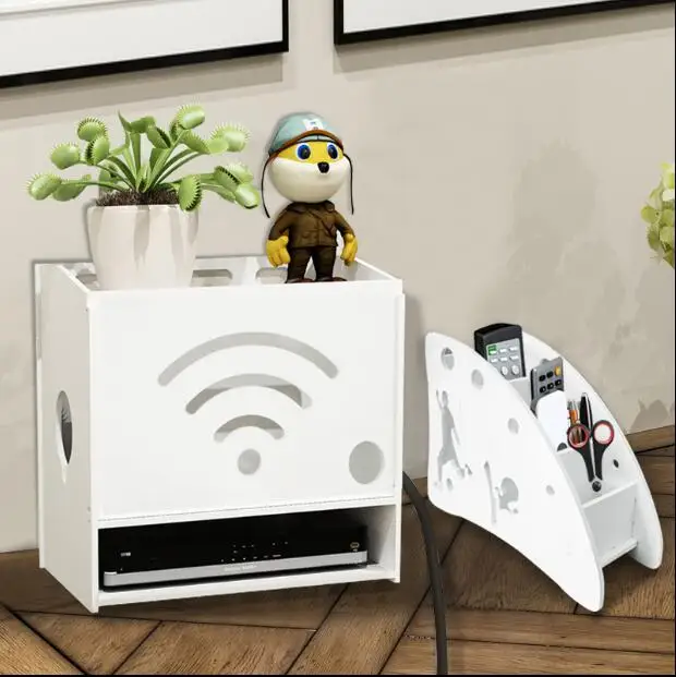 

Multifunctional set-top box router storage box wire management box punching - free rack