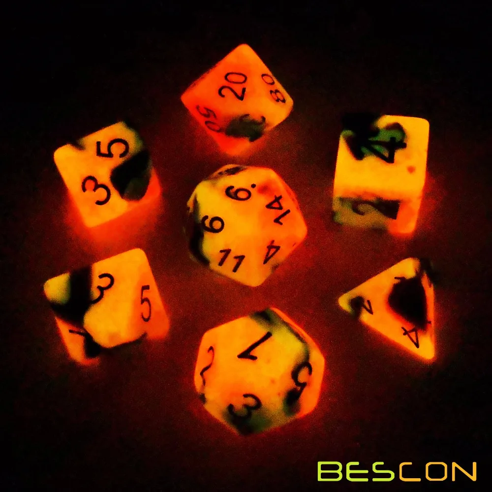Bescon двухцветные Светящиеся в темноте многогранные кубики набор горячих камней