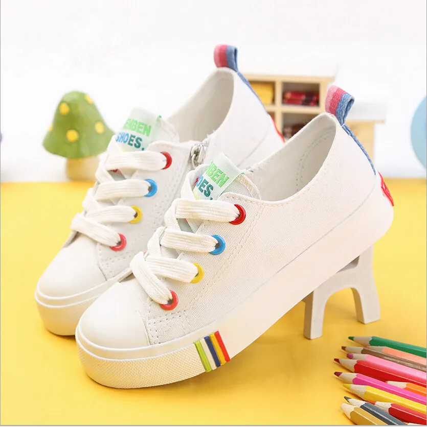 2016 New spring autumn Children Canvas Shoes For Kids Baby Boy Canvas Shoes Girls Flat white