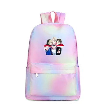 

New Anime YURI on ICE COS Backpack Victor Print Backpack Cartoon Gradient School Bags for Teenage Girls Waterproof Laptop Bag