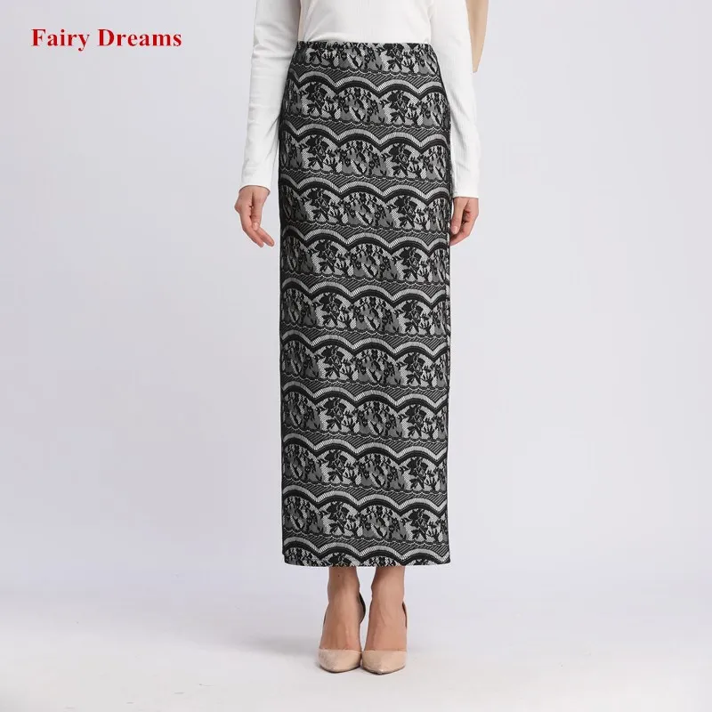 

Women Muslim Skirt Lace Black Abaya Dubai Turkey Turkish Islamic Clothing Hijab Long Pencil Skirts 2019 New Style Fairy Dreams