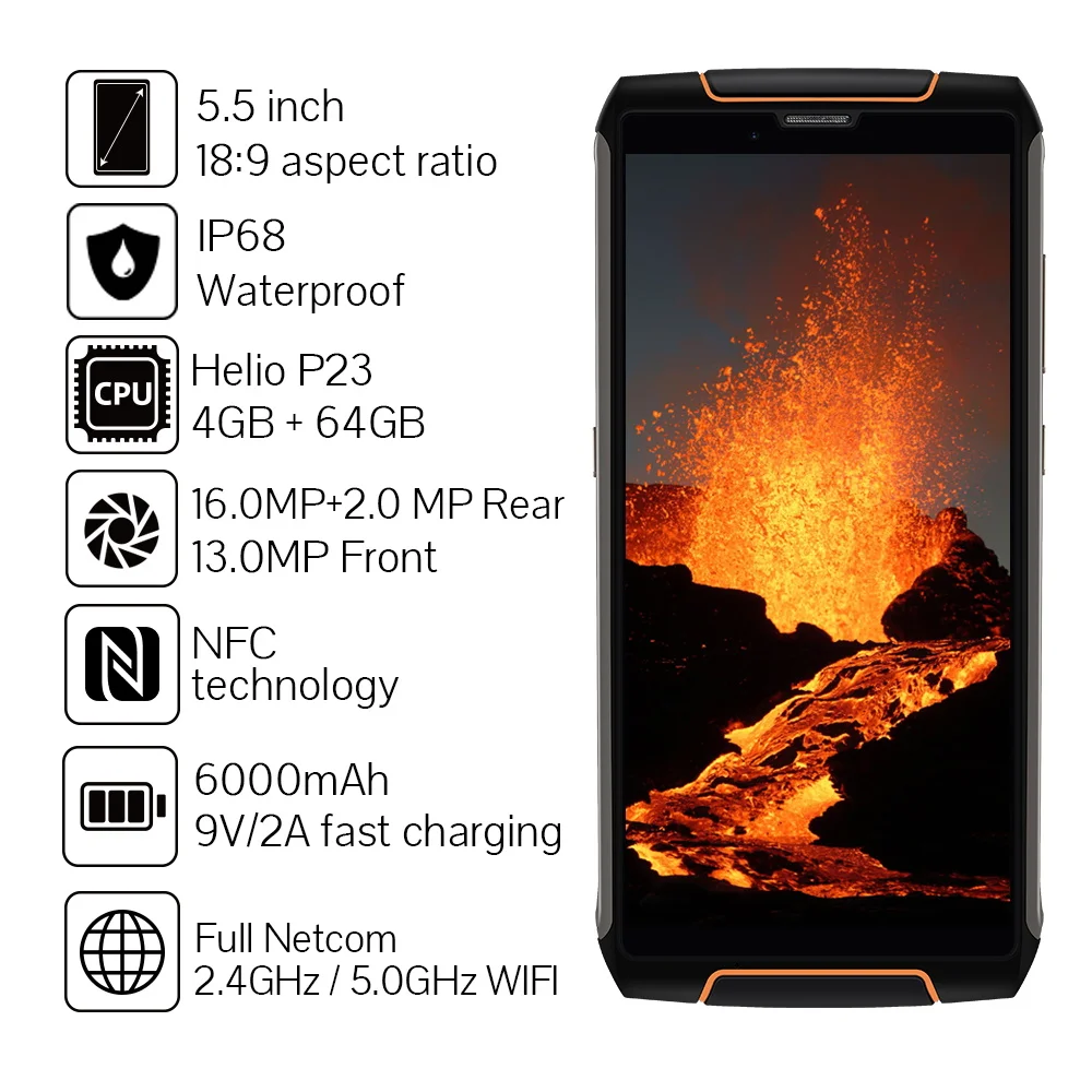 Cubot King Kong 3 IP68 impermeable teléfono resistente NFC 6000 mAh Batería grande Android 8,1 4 GB + 64 GB tipo-C de carga rápida MT6763T Octa core Cubot King Kong 3 IP68 impermeable teléfono resistente NFC 6000 mAh Batería grande Android 8,1 4 GB + 64 GB tipo-C de carga rápida MT6763T Octa core