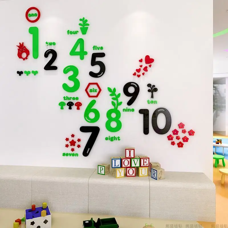 2018 New Cartoon 3dyakeli Kindergarten Classroom Class Digital Puzzle Culture Three Dimensional Wall Decoration Wall Posters Wall Stickers Aliexpress