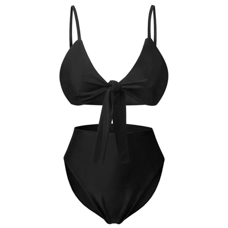 

Women Sexy Strappy Bow Tie Bra High Waist Bikini Set Two Piece Swimsuit Swimwear