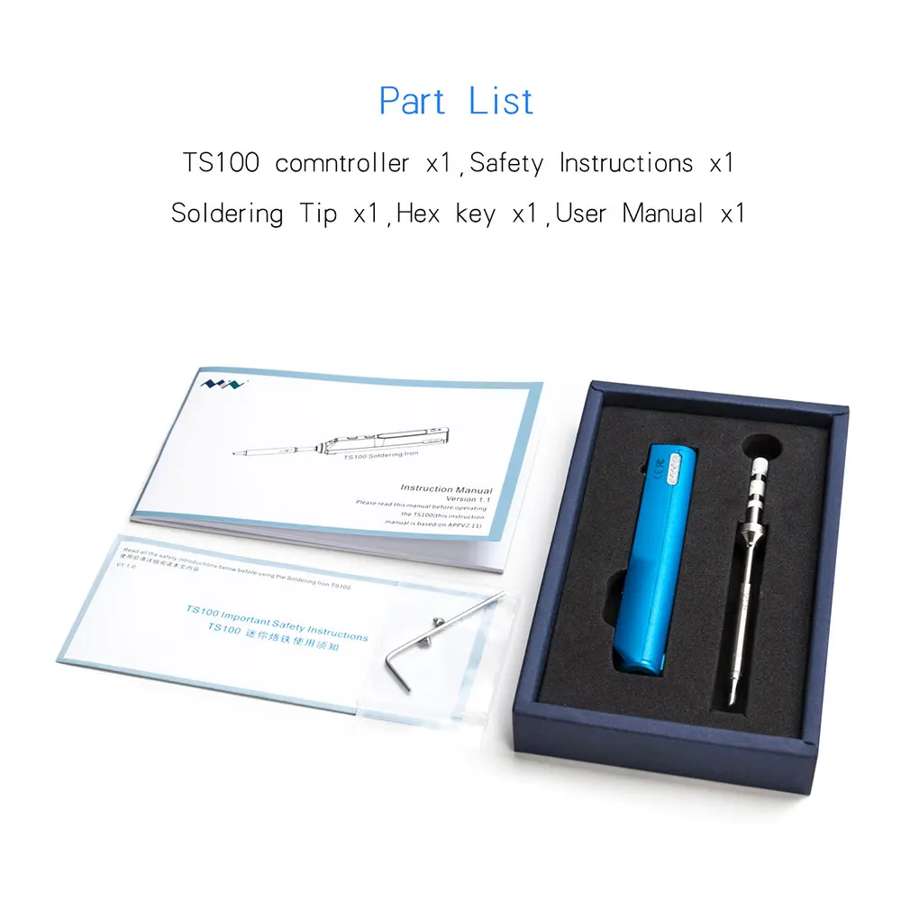 TS100 Mini Portable Smart Programmable Electric Soldering Iron Digital LCD Display Original Replacement Tip High Frequency+GIFT hot stapler plastic