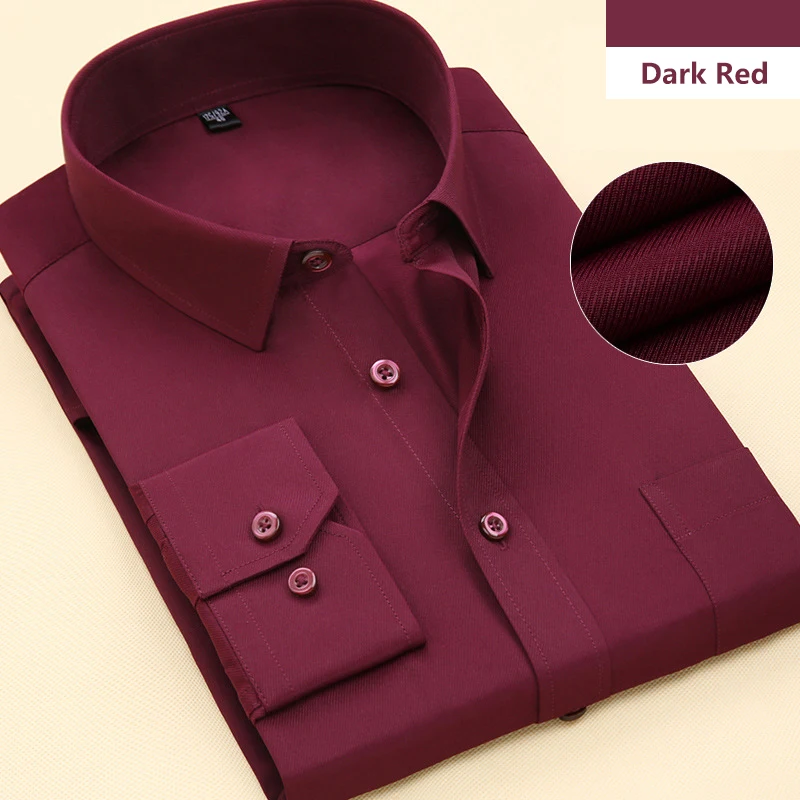 Темно-красные темно-синие офисные мужские рубашки с длинным рукавом и диагональными полосками 5XL, не железные Мужские Формальные Топы, деловые рубашки