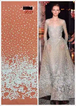 

High quality white embroidered wedding material lace fabric SYJ-62465
