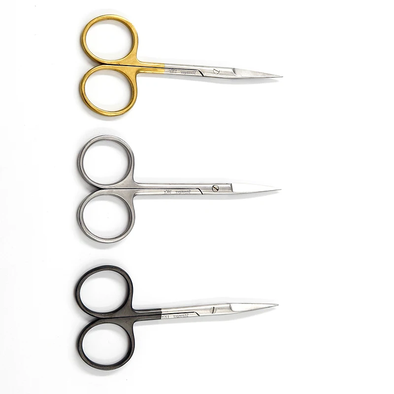 Хирургические ножницы из нержавеющей стали с золотой ручкой, прямые Острые Ножницы для разделения локтя, двойные инструменты для хирургии век