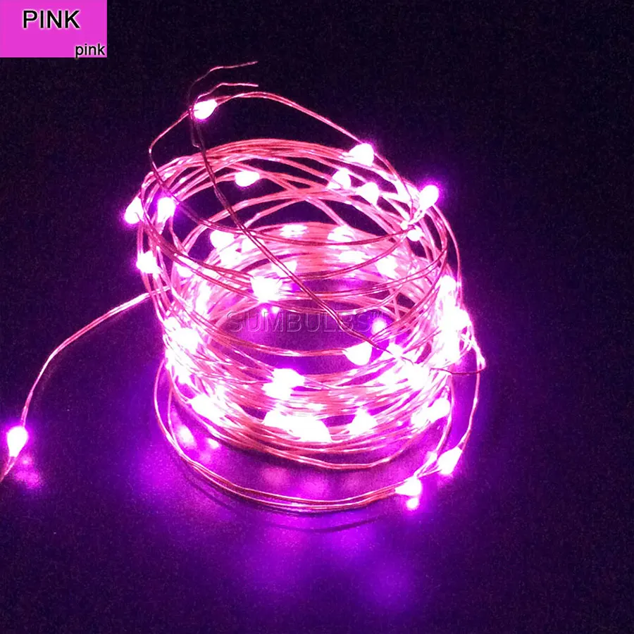 1 м 2 м 3 м 4 м 5 м 10 м Кнопка AA батарея USB управляемый светодиодный медный провод Сказочный светильник водонепроницаемый домашний праздничный декоративный светильник ing - Испускаемый цвет: Pink