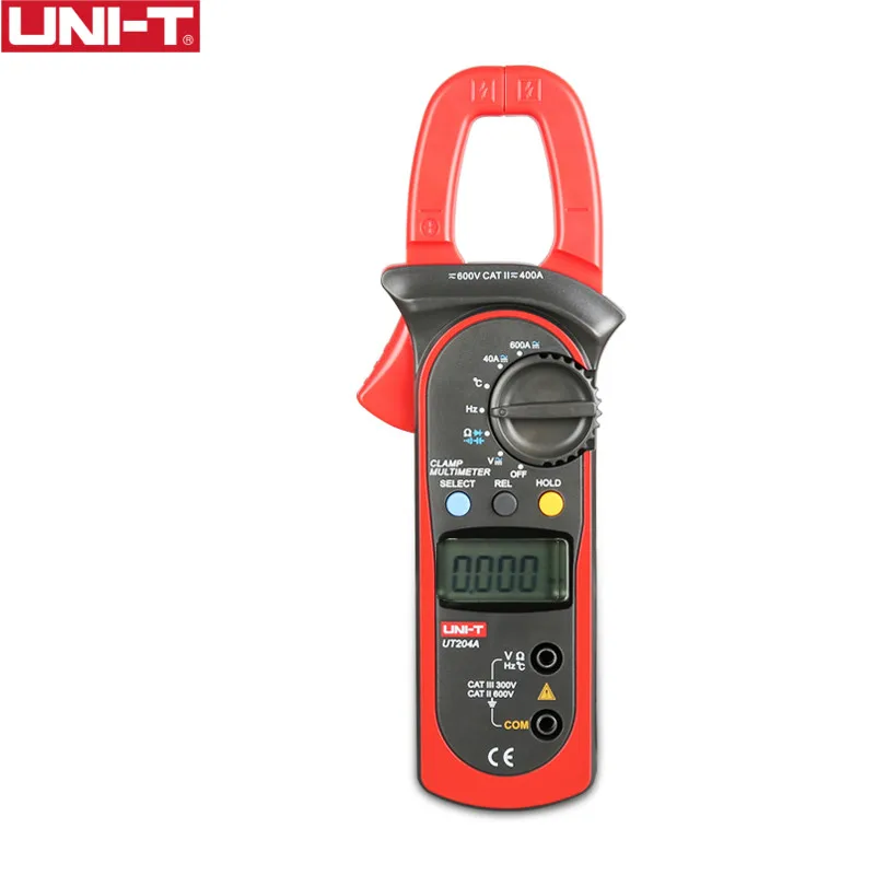 UNI-T UT201 UT202A UT203 UT204A 600A AC DC Digital Clamp Meters With Temperature Test 600V Voltage Auto Range Multimeters - Цвет: UT204A