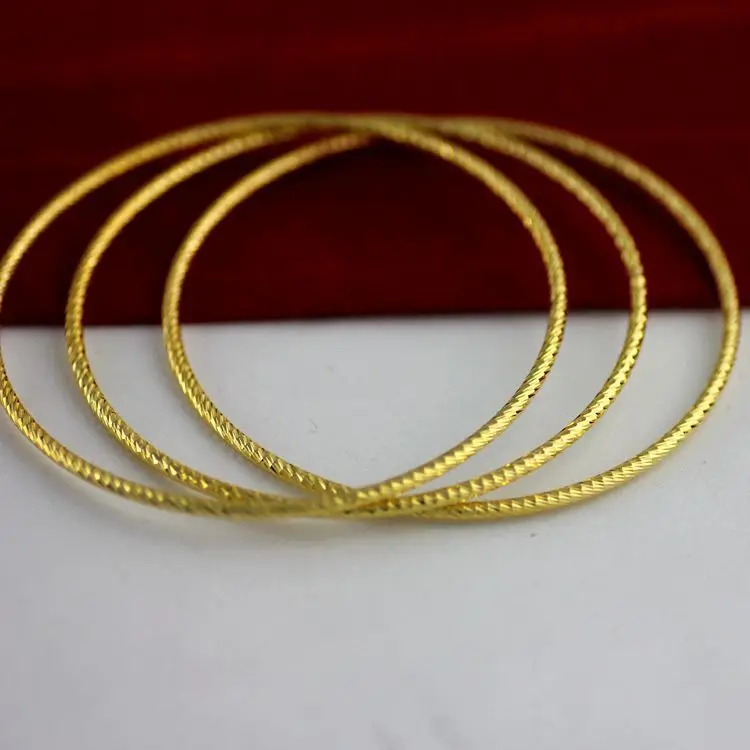 6 шт./компл. богемный браслет Настоящее желтое золото заполнены круглые гравированные текстурированные тонкие браслеты наборы для женщин девочек