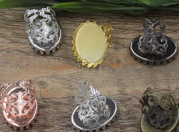 50set--13X18MM/ 18X25MM oval pad adjustable ring bottle cap for jewelry findings(05331)--color& size option | Украшения и