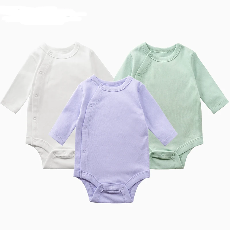

Baby Bodysuit for Girls and Boys Solid Color With Button Spring Summer 7 Colors for 0-2 Years Old