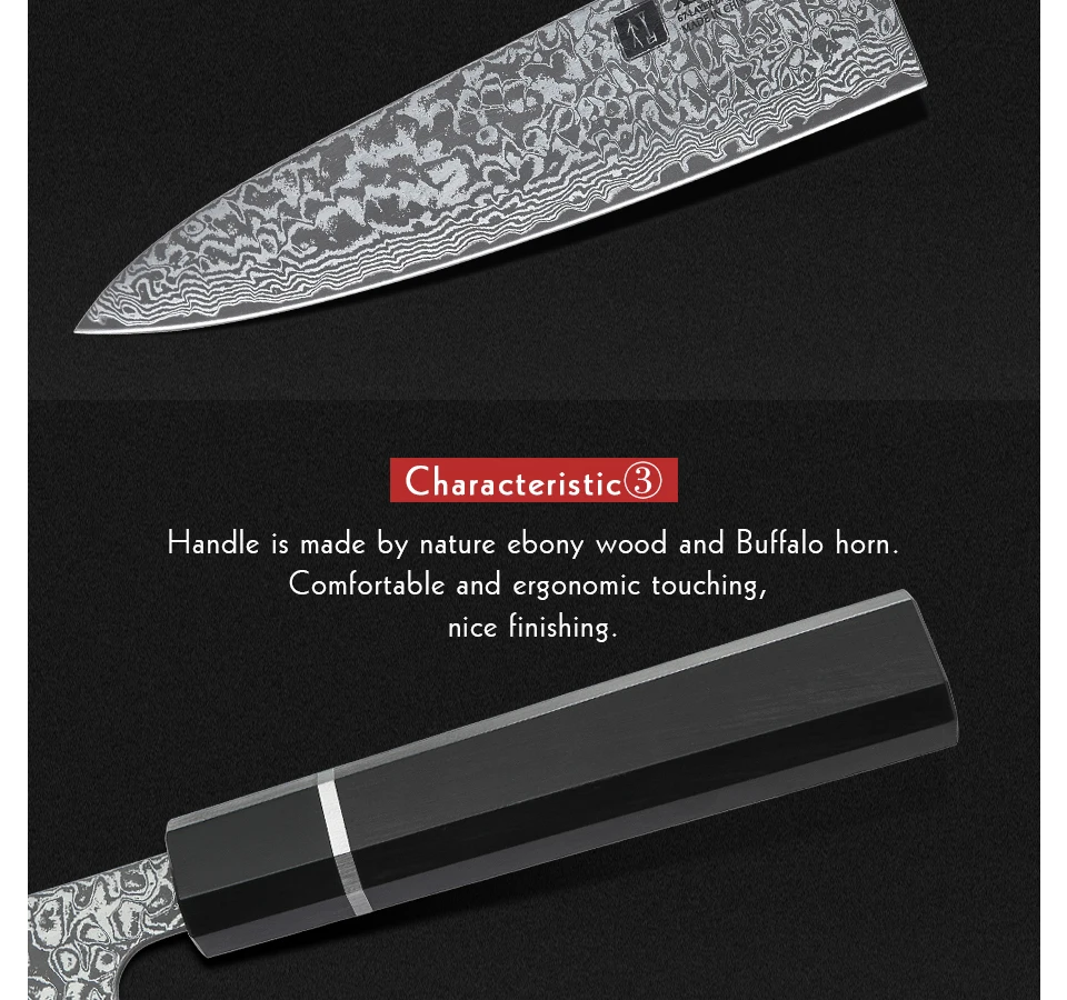 XINZUO 8,5 дюймов профессиональные поварские ножи из японской дамасской стали высокоуглеродистой нержавеющей стали нож для овощей Santoku кухонный нож бренд