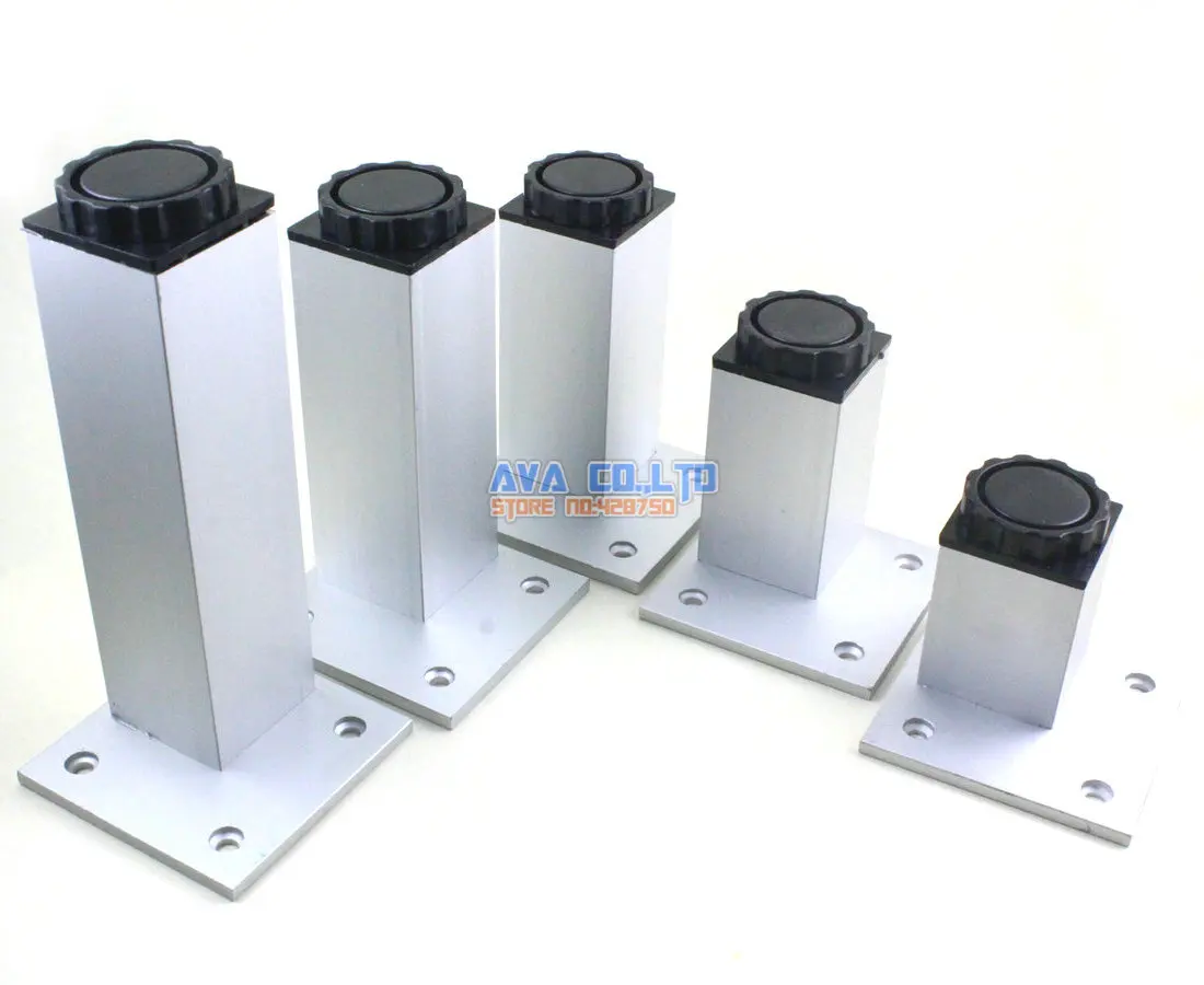 

4 Pieces 60mm Adjustable Aluminum Square Furniture Cabinet Leg Cupboard Table Feet