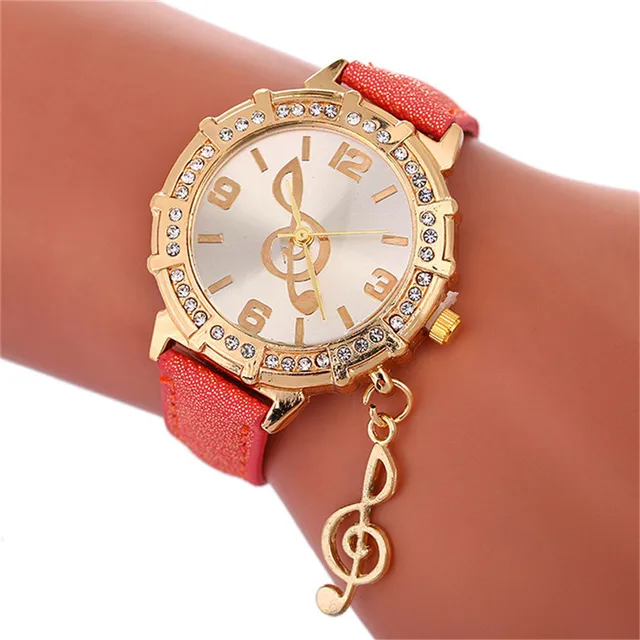 Fashionable Music Symbol Patterned Women Quartz wristwatches Dress watches Leath Fashionable Music Symbol Patterned Women Quartz wristwatches Dress watches Leath