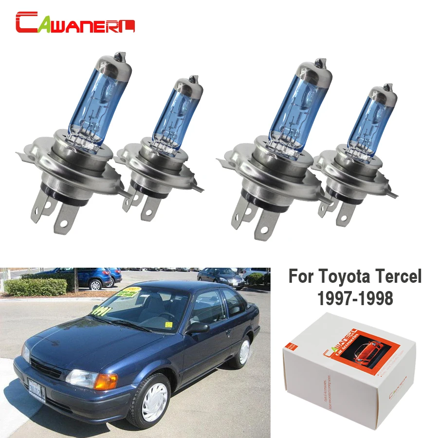 

Cawaner 4 Pieces 100W H4 Car Halogen Lamp 4300K 12V Auto Headlight Light Hi/Lo Beam For Toyota Tercel Sedan 1.5L 1997-1998