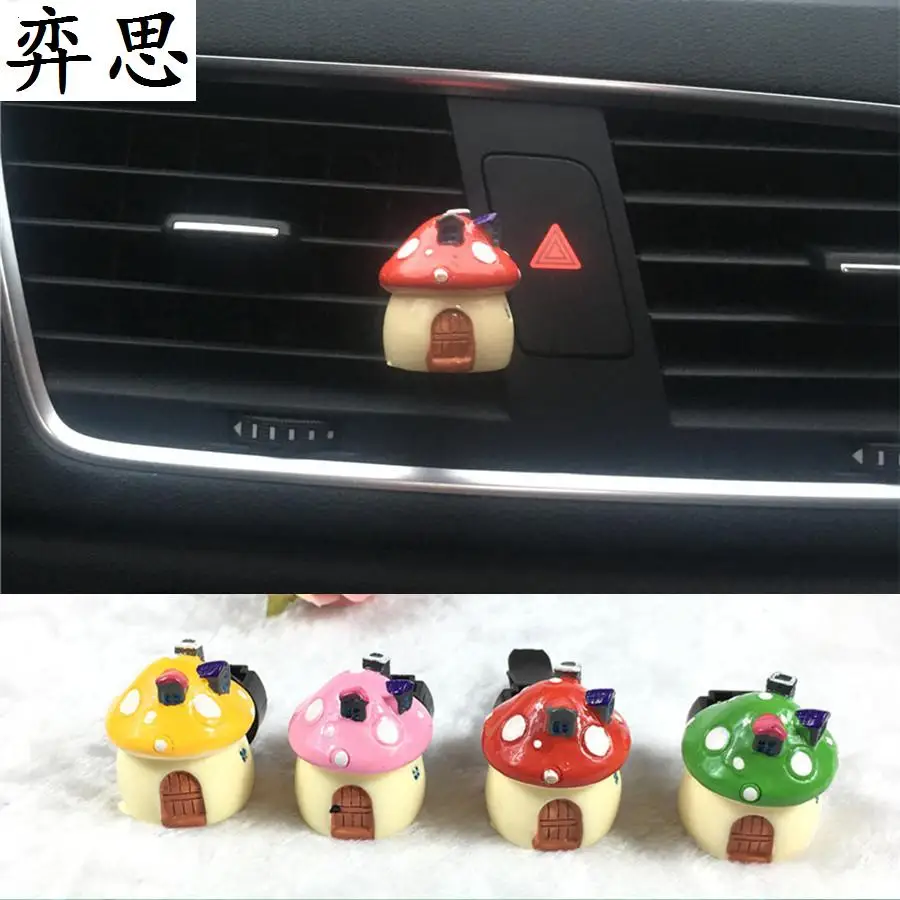 

Mushroom styling Lovely lady car perfume Exquisite car air freshener Plastic mushroom house car styling decoration Perfume clip