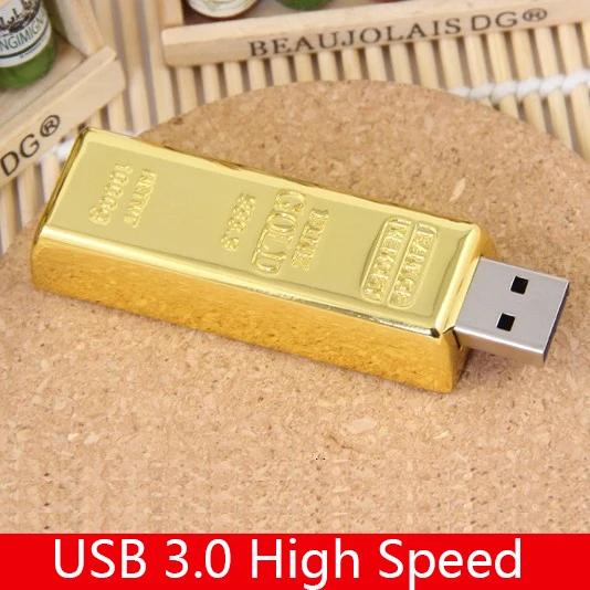 USB 3.0 High Quality Metal Gold Bar Usb Flash Drive 512GB 64GB 128GB