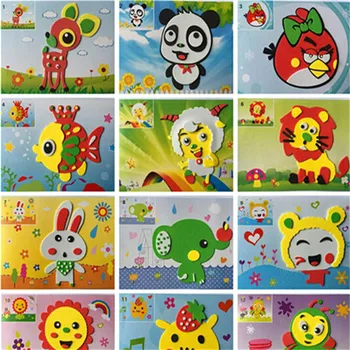 

5 pcs/lot DIY Cartoon Animal 3D EVA Foam Sticker Puzzle Early Learning Education Toys for Children 13*17.5cm