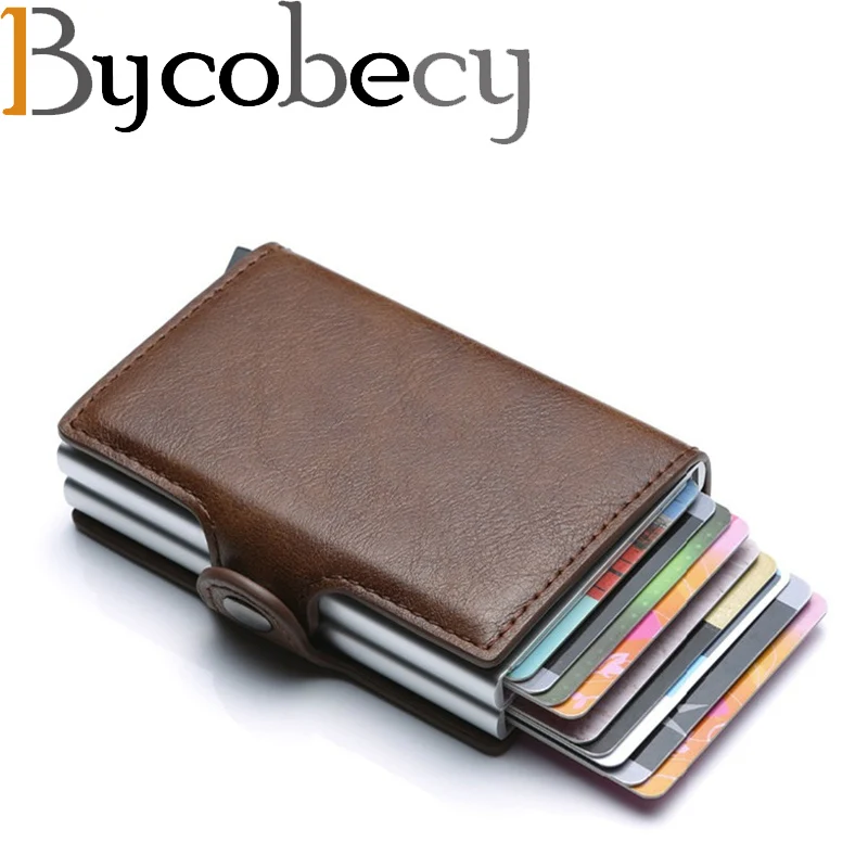 

Bycobecy Aluminium Bank Card Wallets Men Credit Card Holders Business ID Card Case Fashion Automatic RFID Card Holder