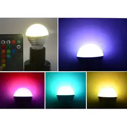 Пятно света E27 E14 светодиодный rgb лампа AC110V 220 В 3 Вт затемнения волшебный праздник RGB Освещение + ИК- удаленный Управление 16 видов цветов