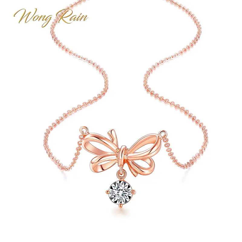 Wong Rain 100% Серебро 925 пробы белый топаз драгоценный камень Бабочка розовое золото