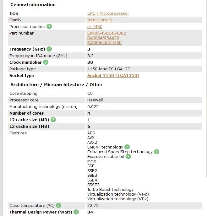 ПК компьютер процессор Intel Core i5-4430 i5 4430 четырехъядерный LGA1150 настольный процессор работающий правильно настольный процессор