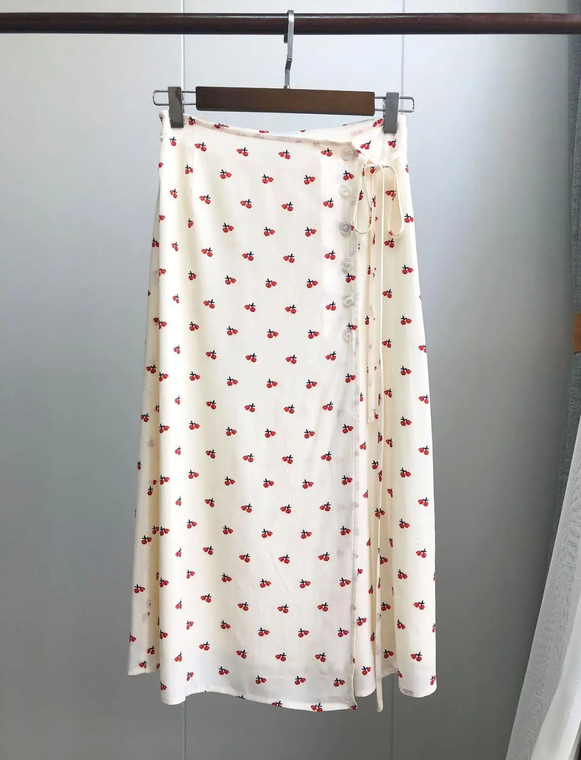 Otoño Cherry De Viscosa Francesa Las Marca Mujeres Mujer Nuevo Primavera Jupe 2019 Casual 100 White Faldas 1w1nPqW4
